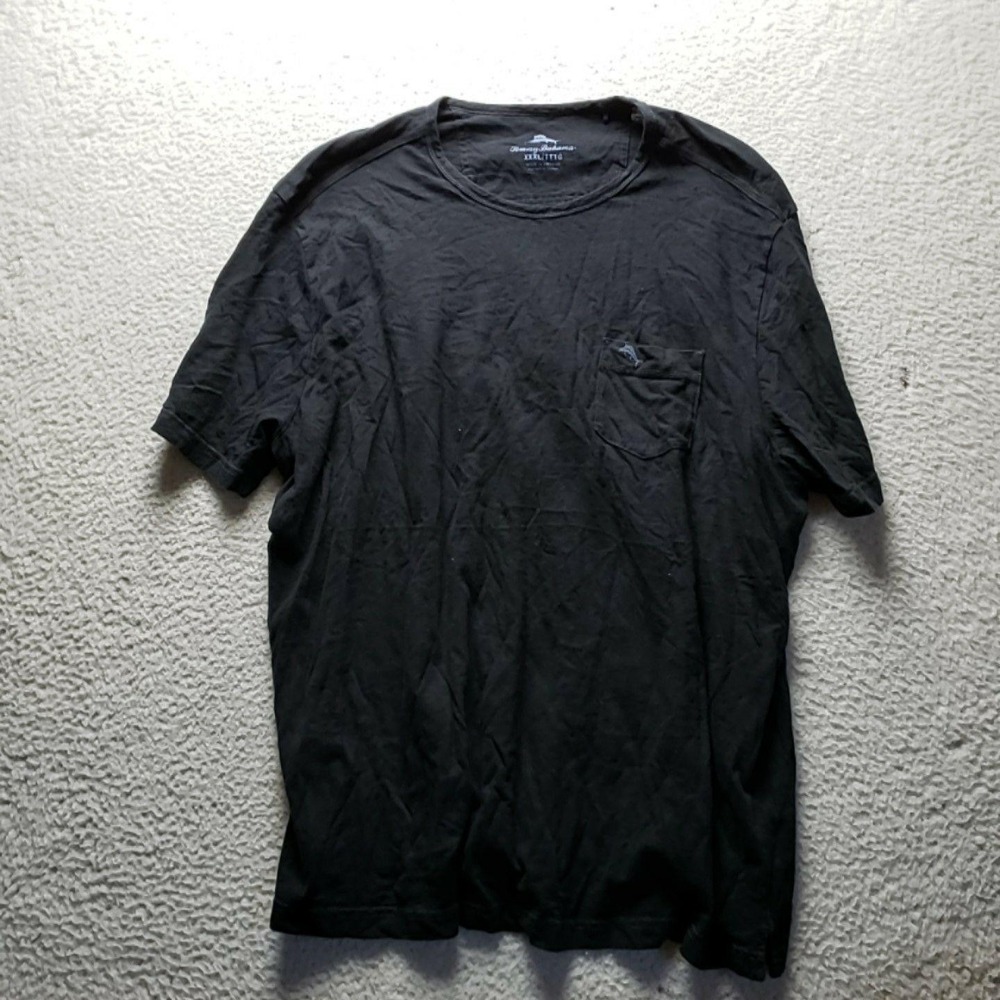 Tommy Bahama Shirt Mens 3XL Black Pocket Marlin Logo Tee Tagless Cotton Jersey